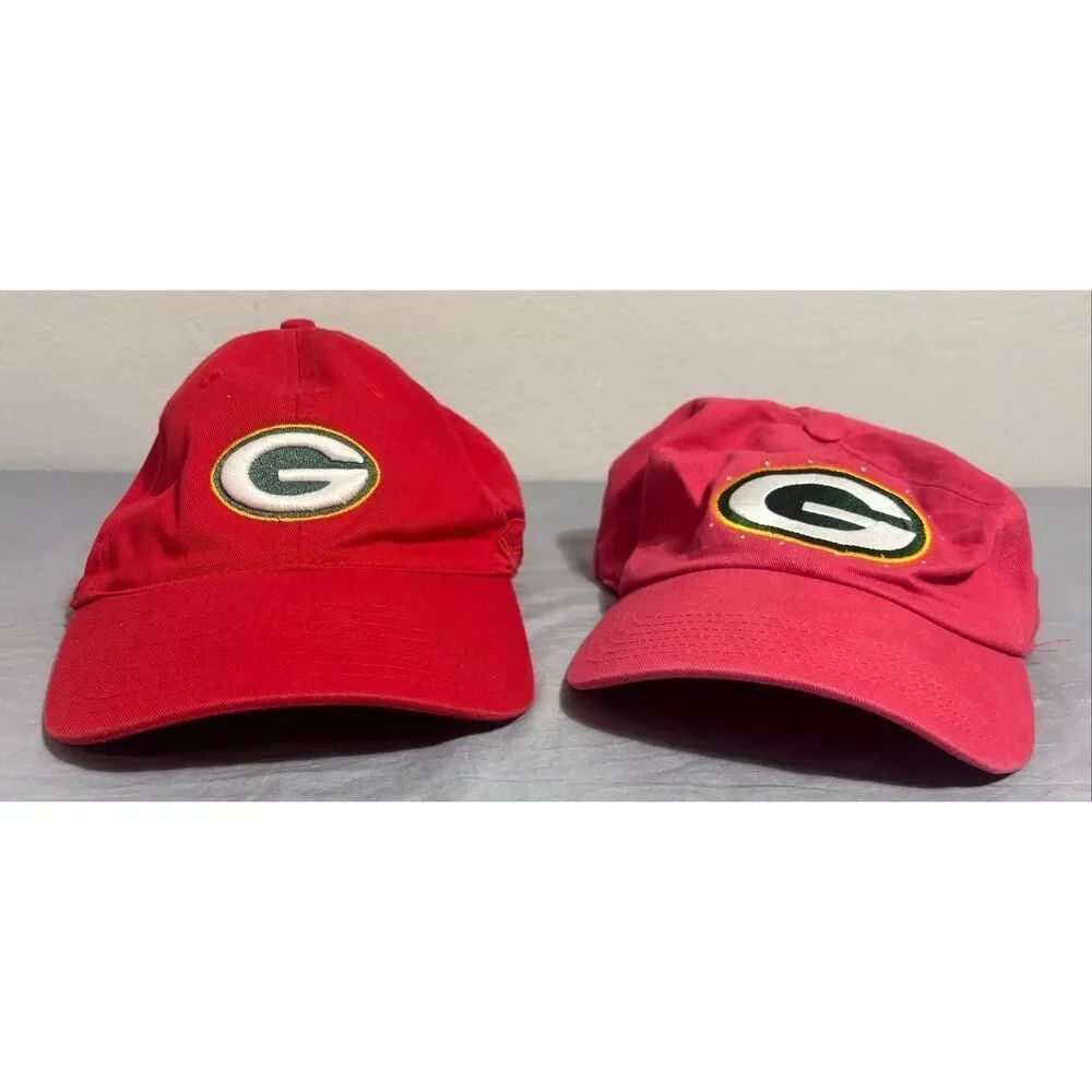 Green Bay Packers Pink and Red Womens NFL Hat Football Reebok Casual Lot of 2
